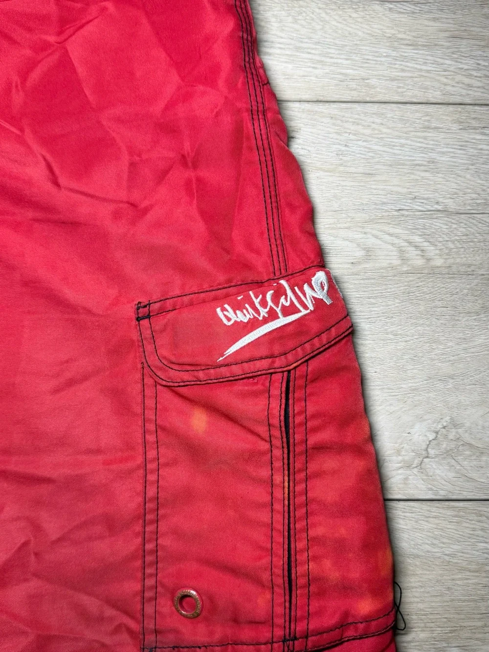 Vintage 1990s Embroidered Quicksilver SpellOut Board Swim Shorts